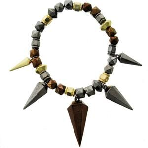 Multi Tone Stretch Edgy Charm Bracelet